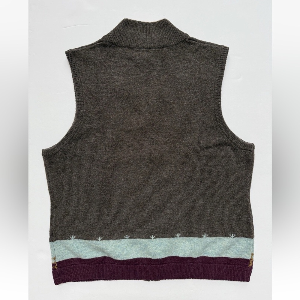 Woolrich Sweater Vest Women’s Sz L Brown Lambswool Full Zip Farm Sheep - Picture 4 of 6